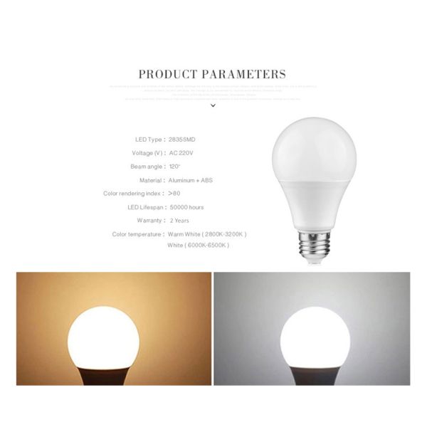 SMD5730 DC12v Energy Saving LED Bulb PC Diffuser Aluminum Base