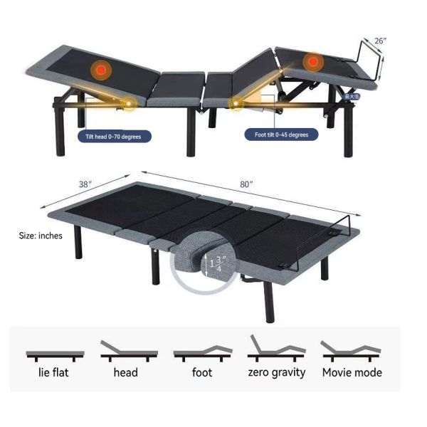 Manual Headrest Adjustment Auto Transformable Bed With 3 Adjustable Positions