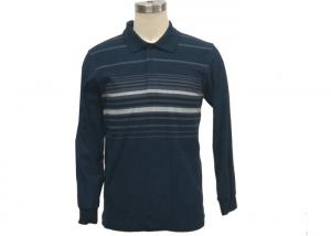 China Soft Mens Pique Polo Shirts , Mens Long Sleeve Polo T Shirts With Flat Knit Collar on sale