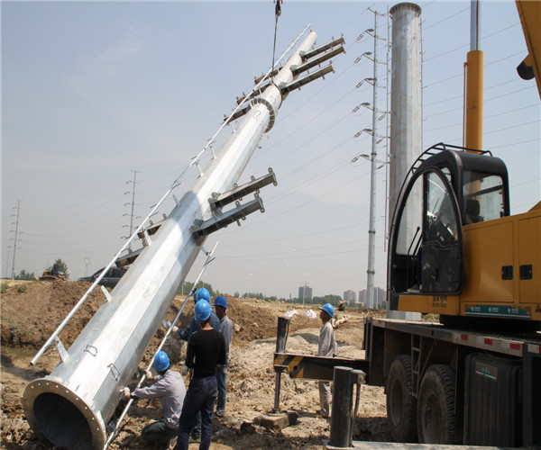 Q345 Q235 Q460 Galvanized Steel Pole Hot Dip 75FT 13.8KV Non Standard