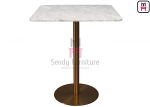 Quality Marmo Calacatta Marble Table With Brushed Gold Stainless Steel Base For Restaurant / Hotel wholesale