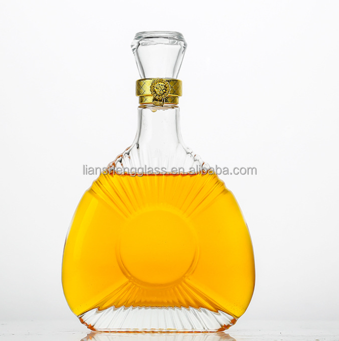 Glass Collar 500ml 700ml 750ml 1000ml Empty Liquor Bottle Vodka Gin Bottle With Cork