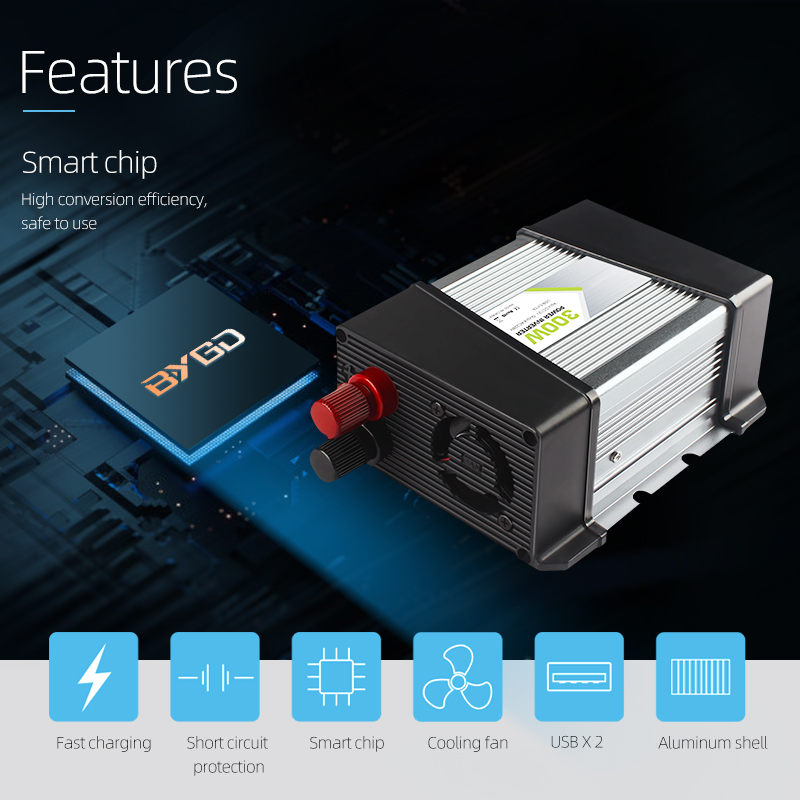 1.5Kw Car Battery Charger Dc Inverter Ac Adapter Holder Charger 1500W Car Power Inverter Dc 12V To 110V/120V Ac