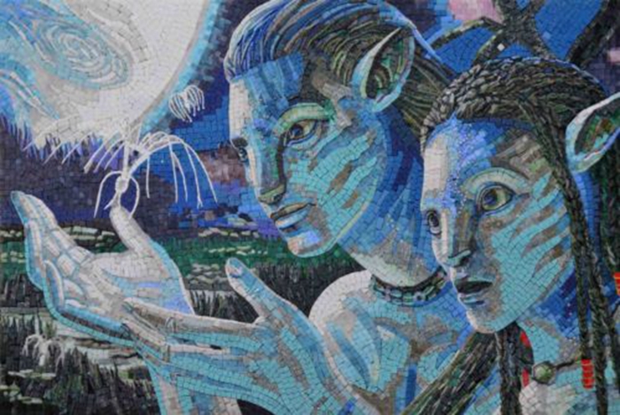 Neptune God Of Sea Round Mosaic Art Patterns Handmade Mosaic Craft Tiles 100 X 100cm