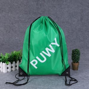 210D Polyester Bundle Pocket Reusable Grocery Tote Bags Nylon Drawstring