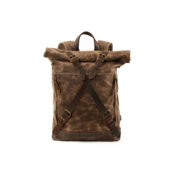 Cheap School College Rucksack Computer Bag , Canvas Leather Satchel Bookbag for sale