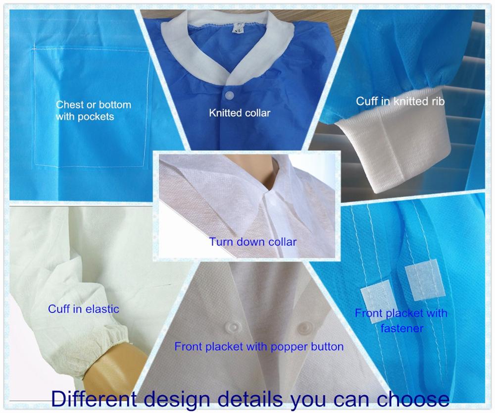 25-40gsm Disposable Lab Coat Men And Women For Doctor