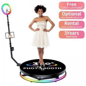 China LED 360 Photo Booth Rental Rotating Free Logo Selfie Prop for Weddings and Parties on sale