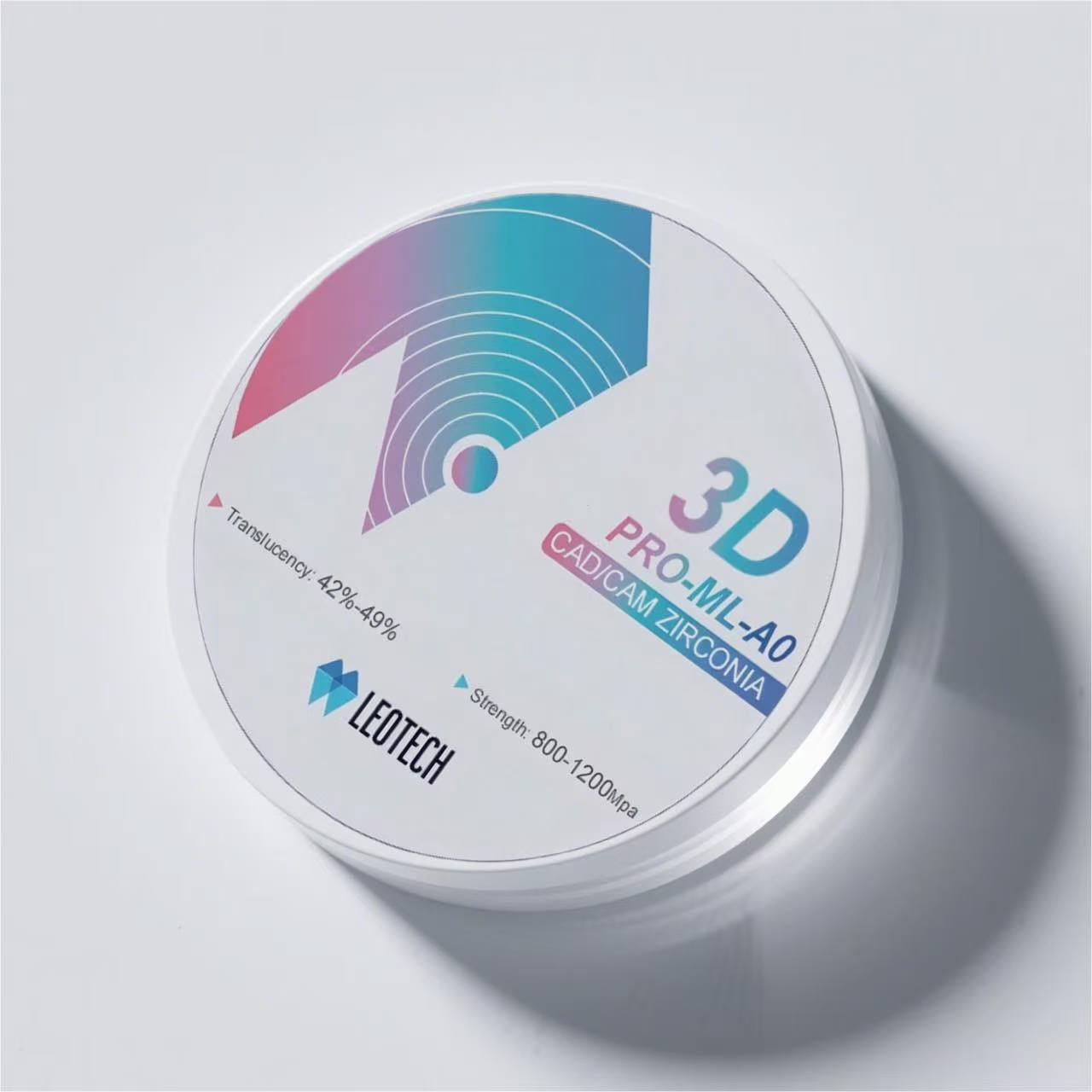 3D-Pro-ML-A0 Zirconia Block 1530℃ Optimized Sintering 800-1200MPa & 5.0-6.5MPa·√m Full-Arch Solution