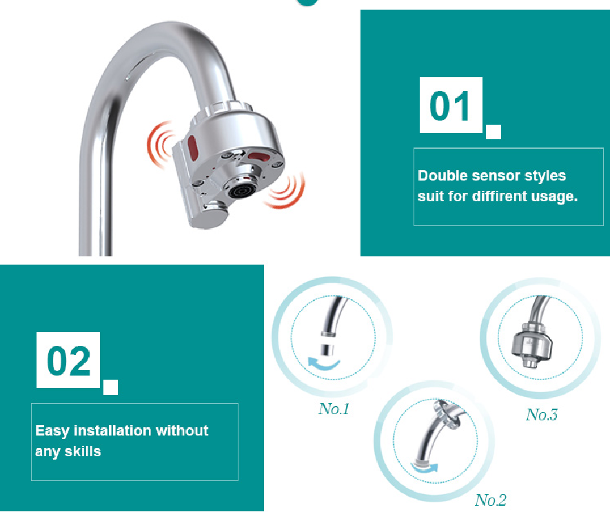 Touchless Electric Water Saving Tap Aerator With Double Sensor