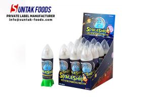 Quality Sweet Jelly Bean with Space Ship Container Glowing Electronic Flash Ball Toy Candy wholesale
