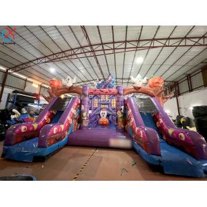 Quality Commercial Inflatable Fun City Halloween Pumpkins Purple Inflatable Castle wholesale