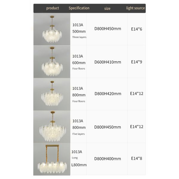 Modern Simple Pearl Feather Glass Chandelier Luxury Living Room Lamp Bedroom Dining Room White Chandelier(WHCY-253)