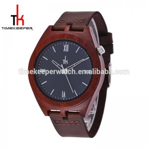 Quality Made out of Red sandal wood 100% nature wooden case with custom dial leather watch strap wholesale