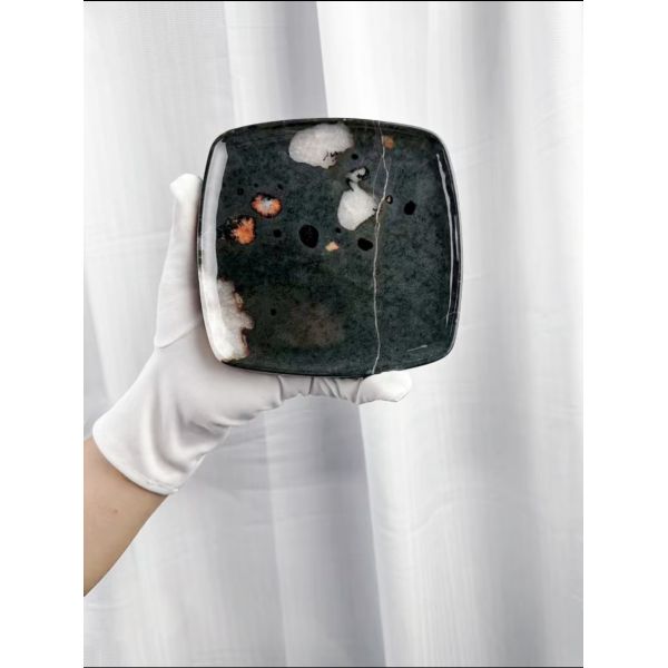 Luxury Round Marble Plate Plum Wearproof Blossom Jade Marble Tray