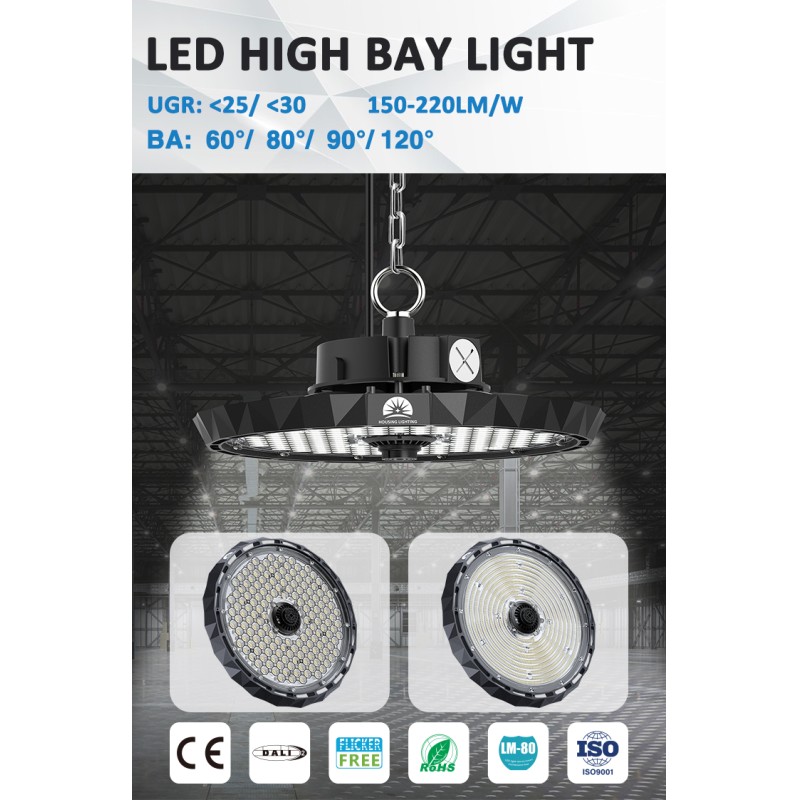 Customized 20W-100W Commercial LED High Bay Lighting with 50,000hrs Lifespan and 2000-20000lm Luminous Flux for Indoor Use