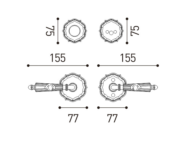 Polished Brass American Door Handles Locking Door Handle Set