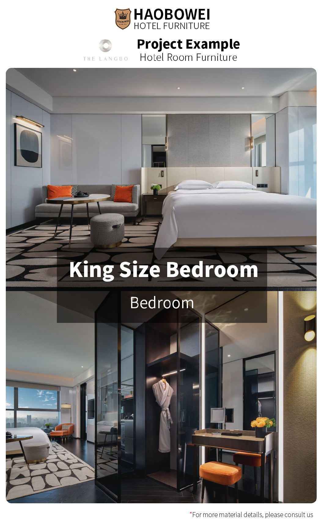Luxury Style 5 Star Hotel Furniture Foshan China King Size Bedroom Headboard