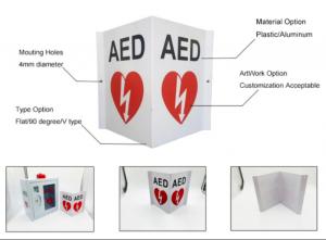 China Flat / 90 Degree / V Type Defibrillator Sign Printable AED Safety Sign First Aid on sale