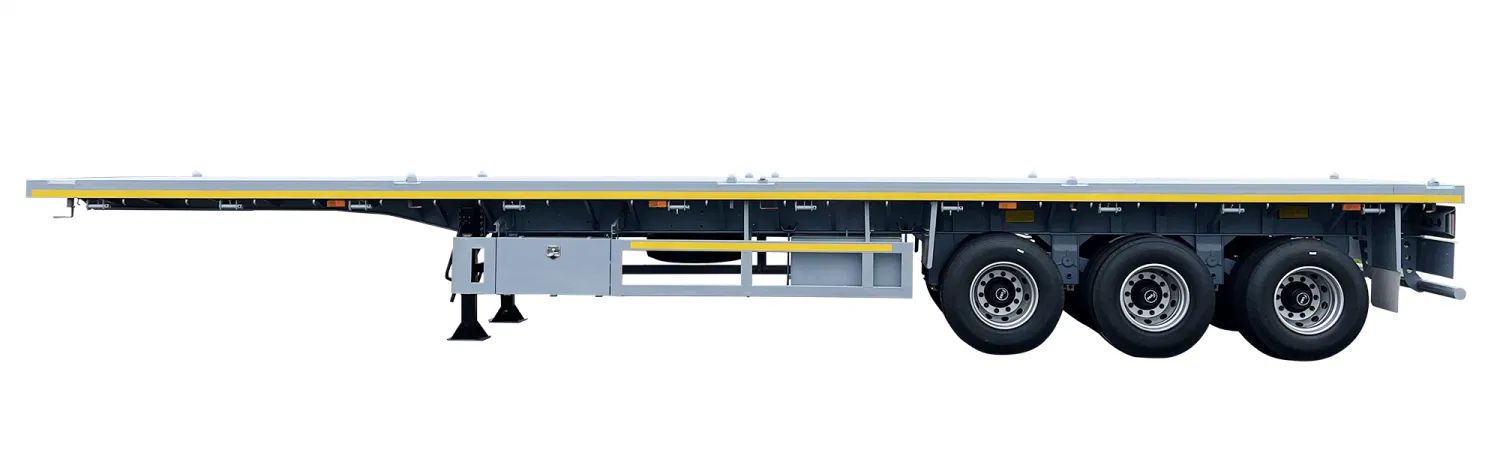 CIMC 50T 12500*2500*1530mm 12r22.5 Leaf Spring Suspension Lowbed Flatbed Container Semi-Trailer for South Africa the Middle East