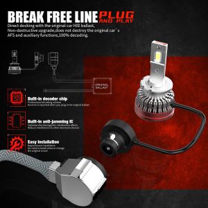 12V Led Headlight Canbus Decoder 30000H Lifespan H13 D4S D5S