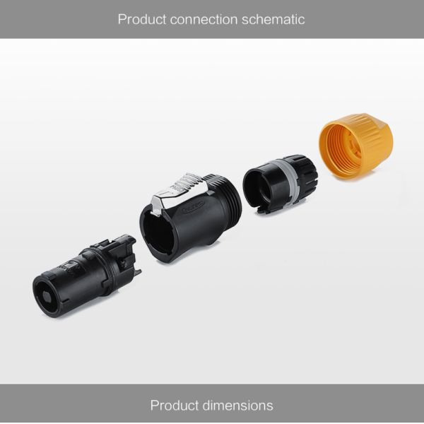 CNLINKO M24 Twist Lock Latching Connector Black Locking 3 Pole PowerCON Male Plug 3 Pin 20A Power Pins