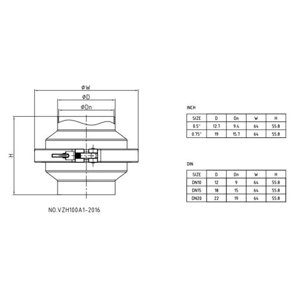 1/2" Thread Spring Return check valve/Donjoy One way valve