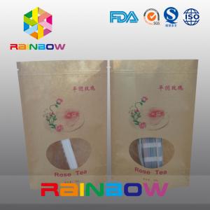 Quality Laminated Foil Customized Kraft Paper Bag / Snack Bag Packaging Stand Up With Window wholesale