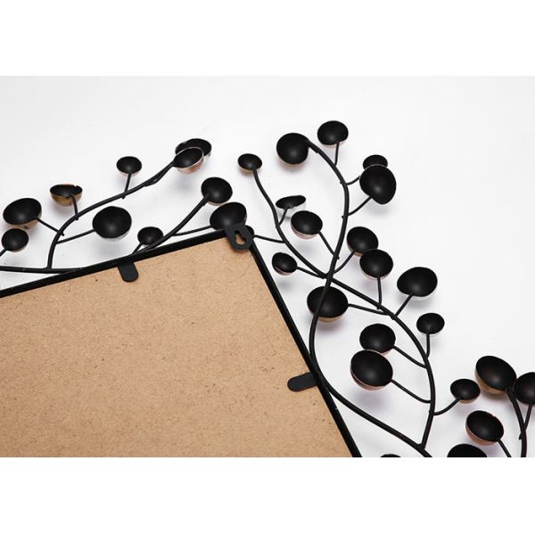 Large Size Floral Rectangle Wrought Iron Mirror Wall Decor For Home Decoration