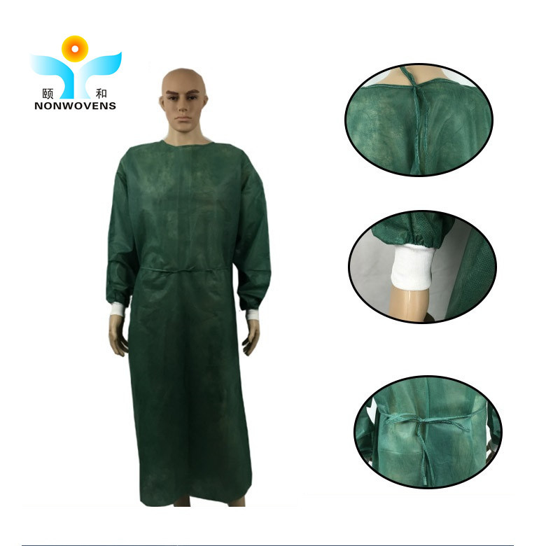 18gsm Disposable Isolation Gown , spunbond blue Polypropylene Isolation Gowns
