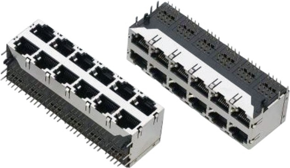 Quality 2x6 ports stacked Modular Jacks, shielded with EMI fingers wholesale
