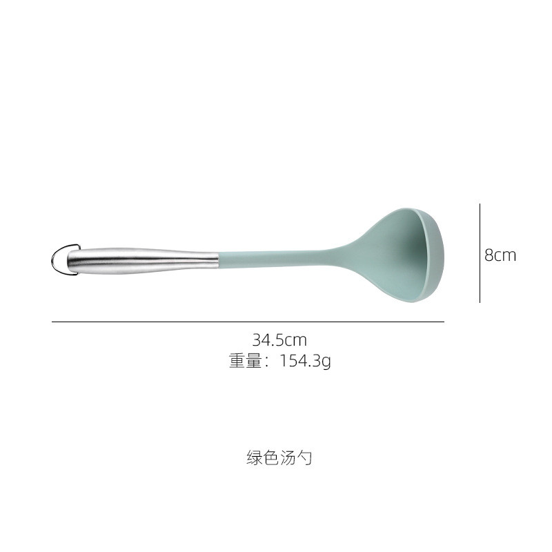 Silicone Stainless Steel Kitchen CookinUtensils Set 2-Pieces Flexible Silicone Head Cooking Utensil With Spatula, Ladle