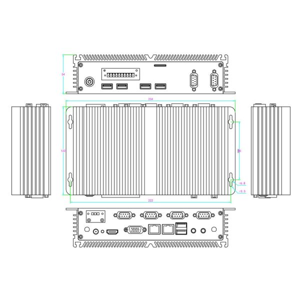 Fanless Industrial Mini PC Aluminum Alloy Die Casting Material 32G SSD Hard Disk