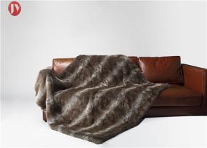 Quality Darker Brown Chinchilla Faux Fur Blanket Mink Nursery Throws Rectangular wholesale