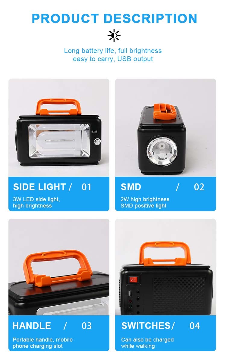 Small Solar Lighting System Kit With 3 Bulbs, Outdoor Camping Lights