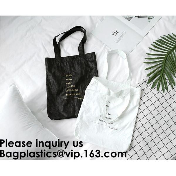 DuPont Paper Bags Shopping Bag,Custom LOGO Tyvek Washable Tearproof Paper Tote Shopping Bag, Bagease, Bagplastics, Pak