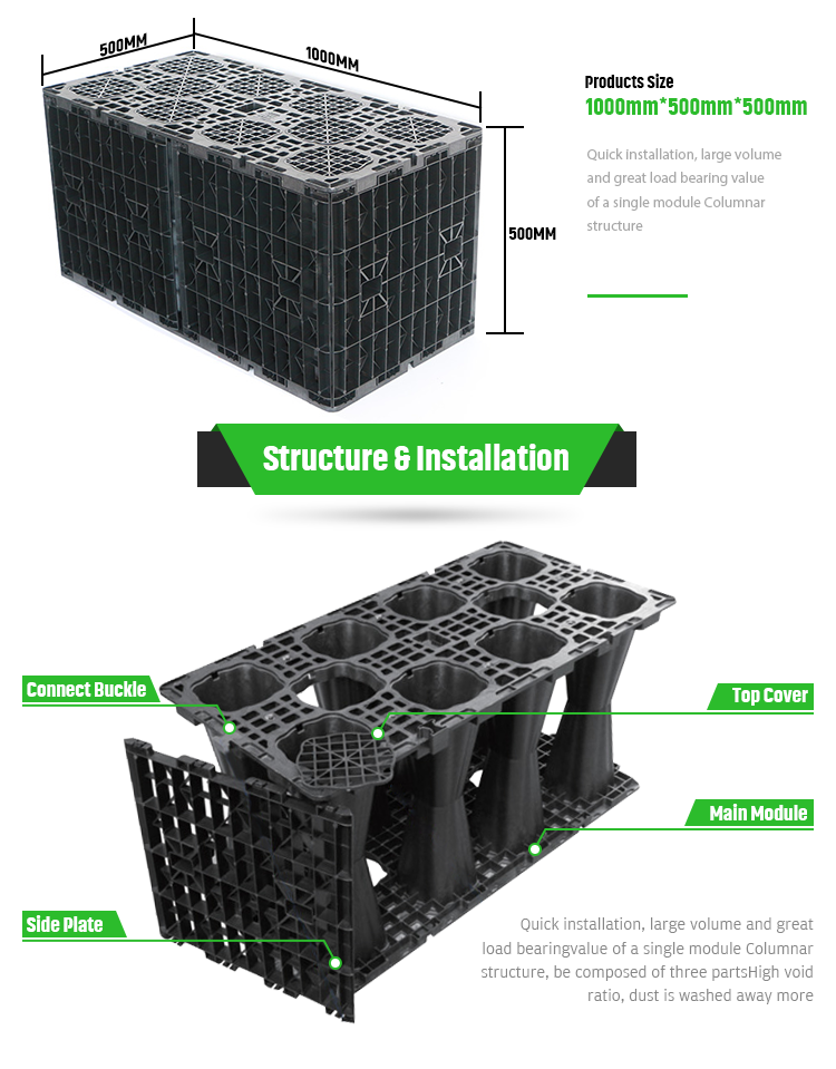 After Service Online support HDPE Rainwater Collection Module for Lawn Drainage System