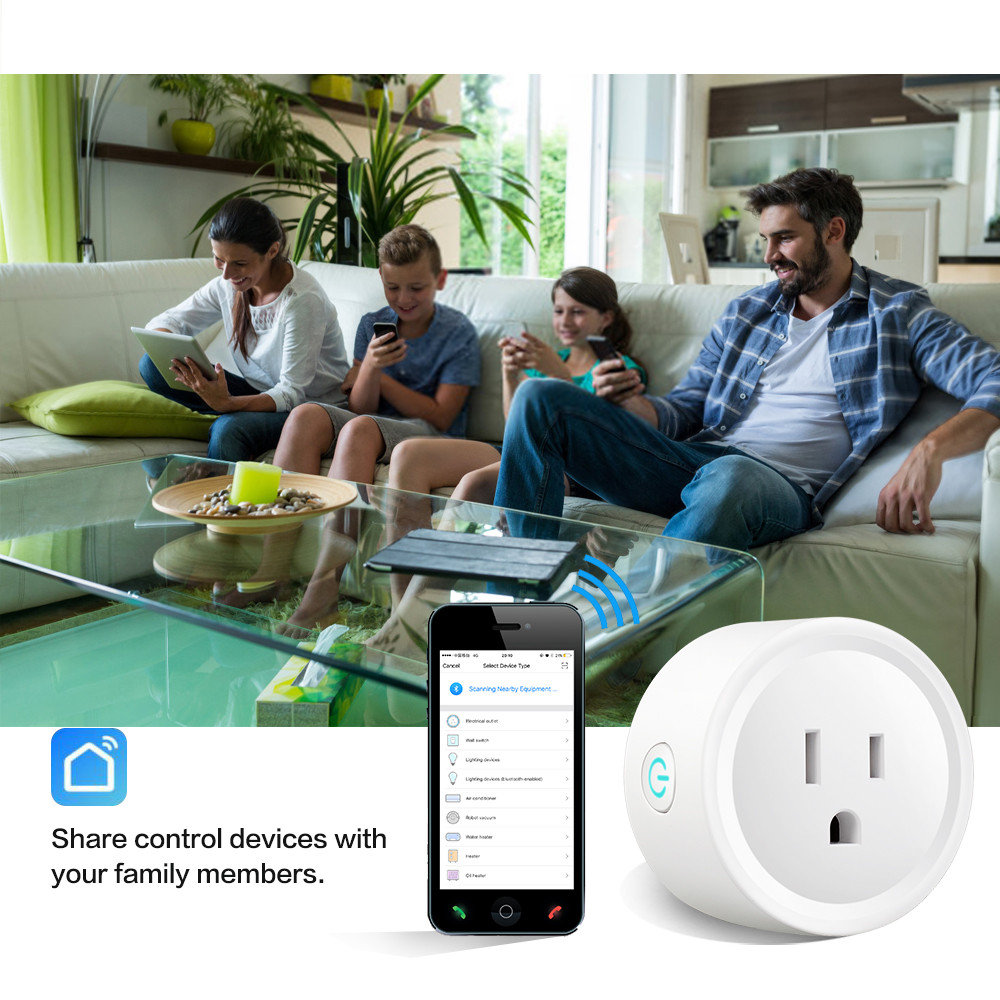Tuya Wifi Electric Smart Plug Socket US Standard 16A Wireless Remote Control