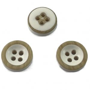 Quality Shirt Brown Plastic Buttons Little Brown Rim With Wooden Effect 16L Round wholesale