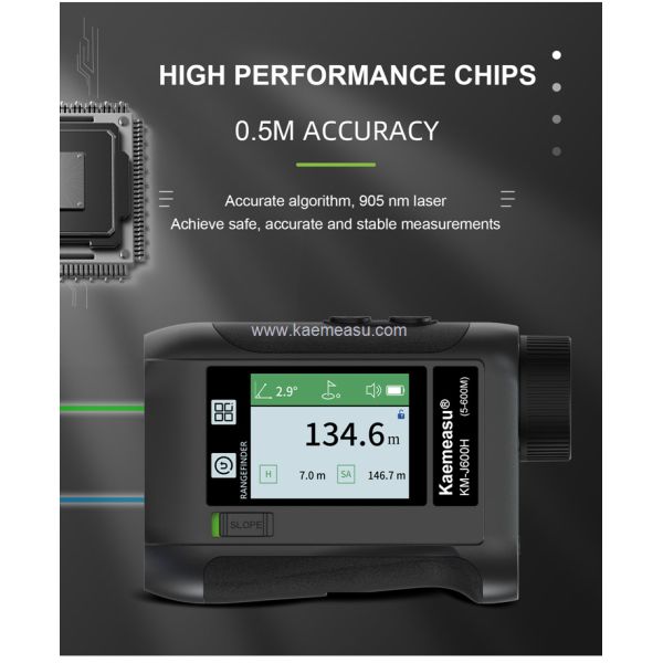 kaemeasu Rechargeable Laser Rangefinder Voice Golf Range Finder LCD Display Telescope With Side Screen J1200
