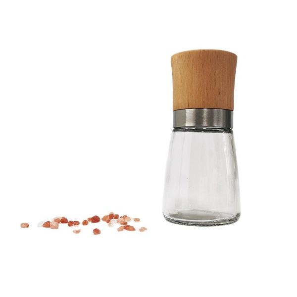 Food Grade Wooden 132mm 206g 170ml Rock Salt Grinder