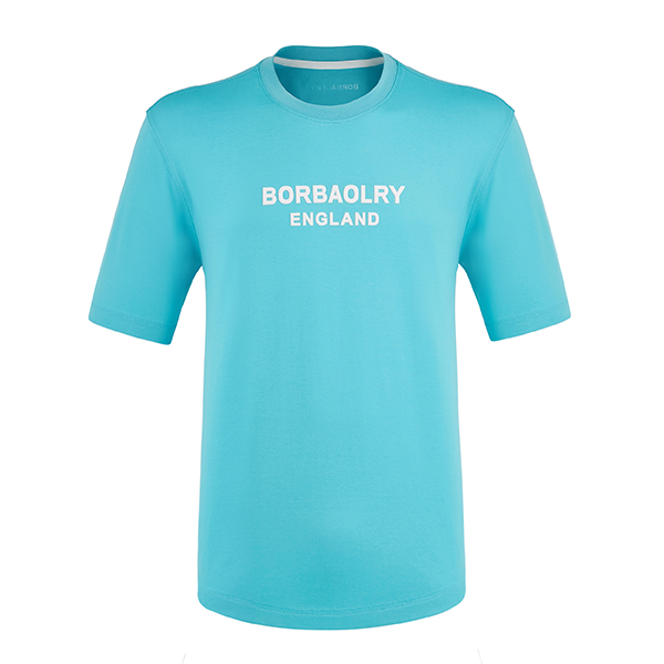 Breathable Ice Feeling Men's T-shirt with Custom Logo Label and Black White Blue Cyan