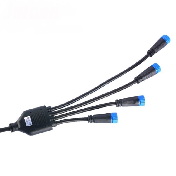 Y Shape IP68 Watertight Plugs Connectors 3 Pin 4 Branch Screw Locking