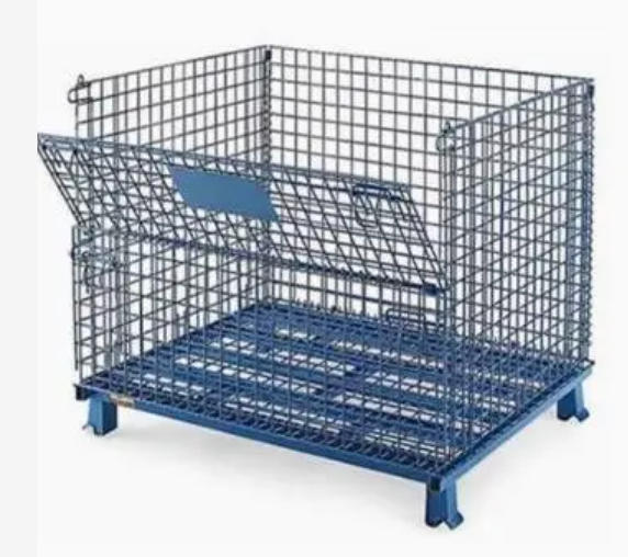 Welded Mesh Cage Mesh Wire Foldable Forklift Folding Metal Stacking Container Pallet Cage