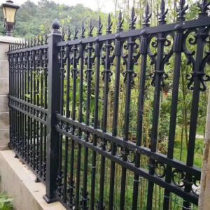 Wholesale 6ftx8ft garden black picket fence Wrought Iron Fence