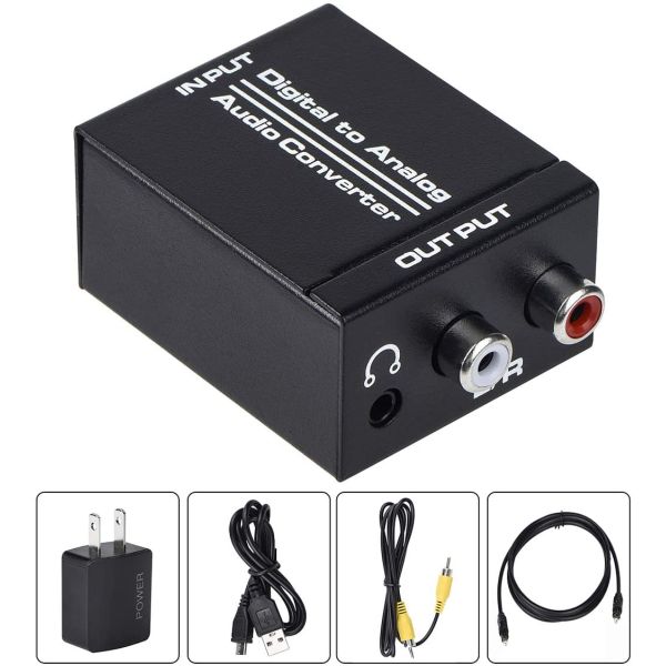 Optical SPDIF Toslink Coaxial Digital To Analog Audio Stereo L/R Jack DAC Converter 3.5mm