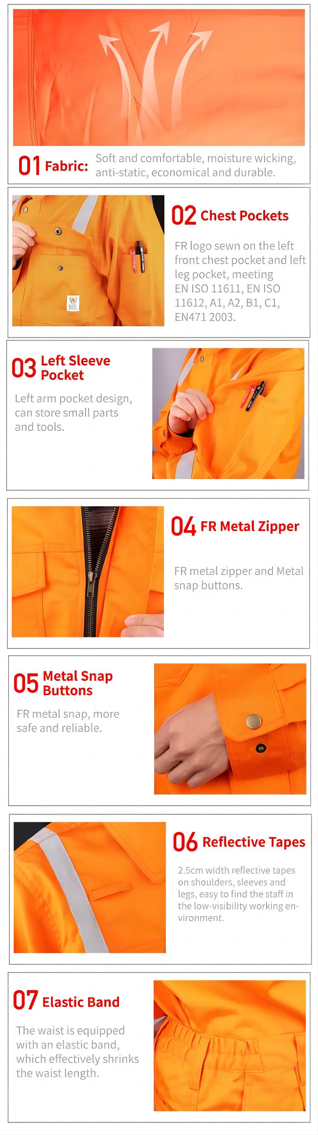Anti Static Safety Work Uniforms Fireproof Safety Work Suits 115gsm