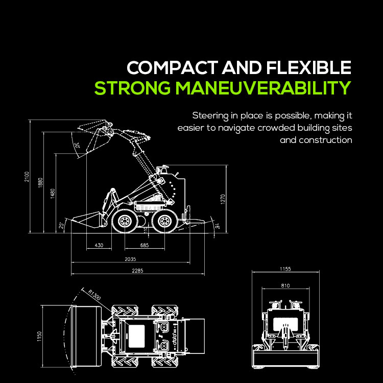EPA Certified Farm Construction Mini Skid Steer Loader with High Operating Efficiency