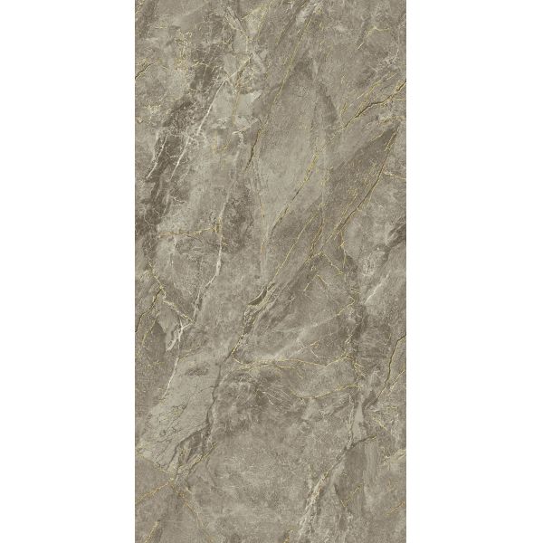 Large Format 90x180cm Brown And Gold High Gloss Porcelain Tile, Full Body Tile For Luxury Living Room
