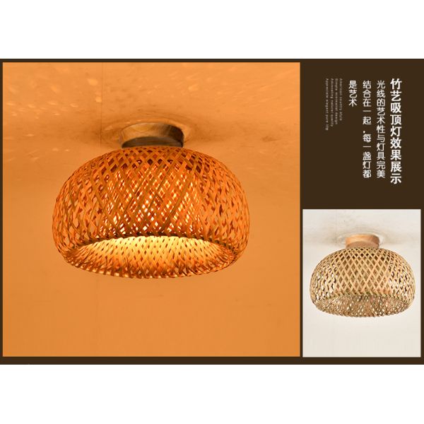 Modern Natural Bamboo Ceiling Lights E27 Minimalism Home wicker rattan ceiling lamp(WH-WA-52)